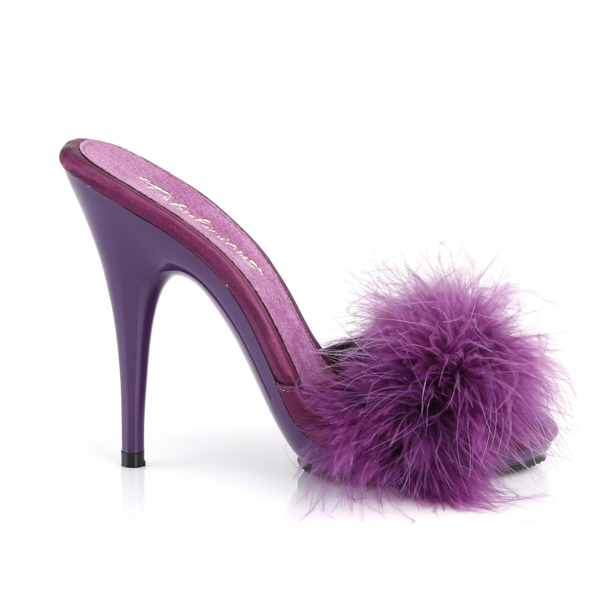 Fabulicious Damen Sandalen POISE-501f lila Satin-Marabou-Pelz / Lila
