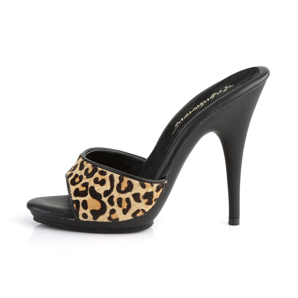 Fabulicious Damen Sandalen POISE-501Fur Leopard-Druckfell / BLK Matte