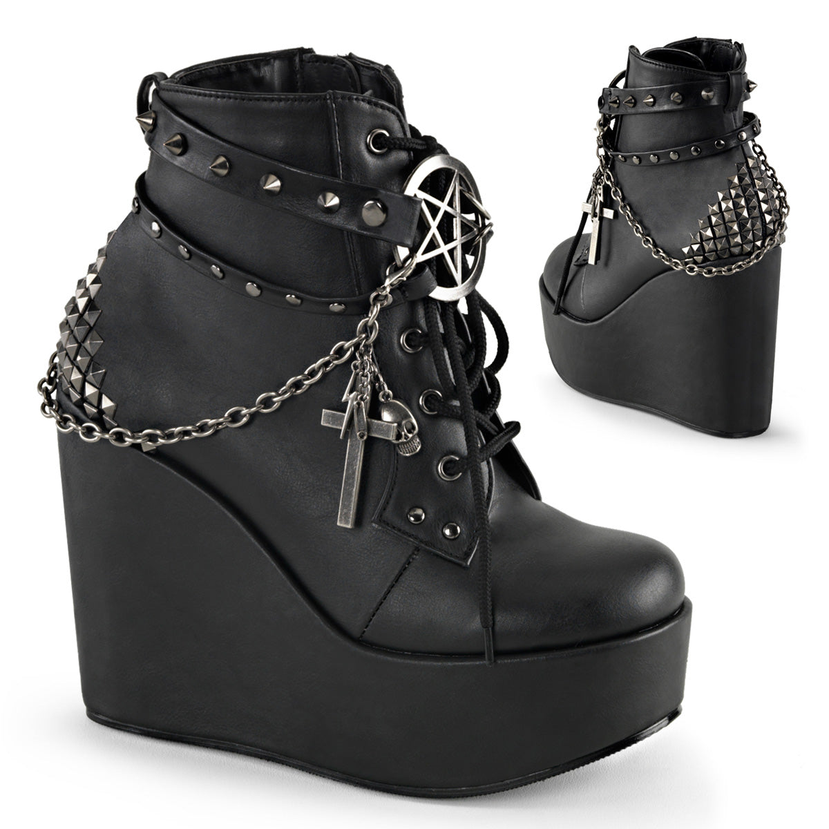DemoniaCult Damenknöchelstiefel POISON-101 BLK Vegan Leder