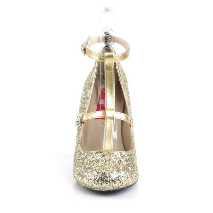 Pleaser Pink Label Frauenpumpen QUEEN-01 gold glitter-met. Pu.