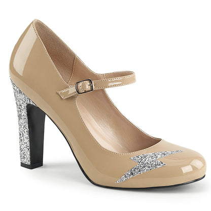 Pleaser Pink Label Frauenpumpen QUEEN-02 creme pat-slv glitter