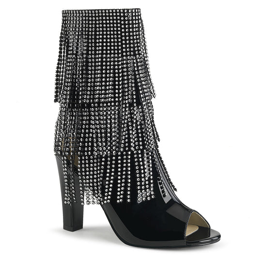 Pleaser Pink Label Womens Ankle Boots QUEEN-100 Blk Pat