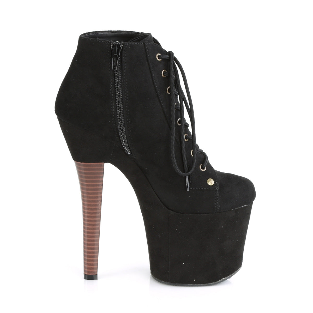 Pleaser Damen Knöchelstiefel RADIANT-1005 BLK Faux Wildleder / BLK Faux Wildleder