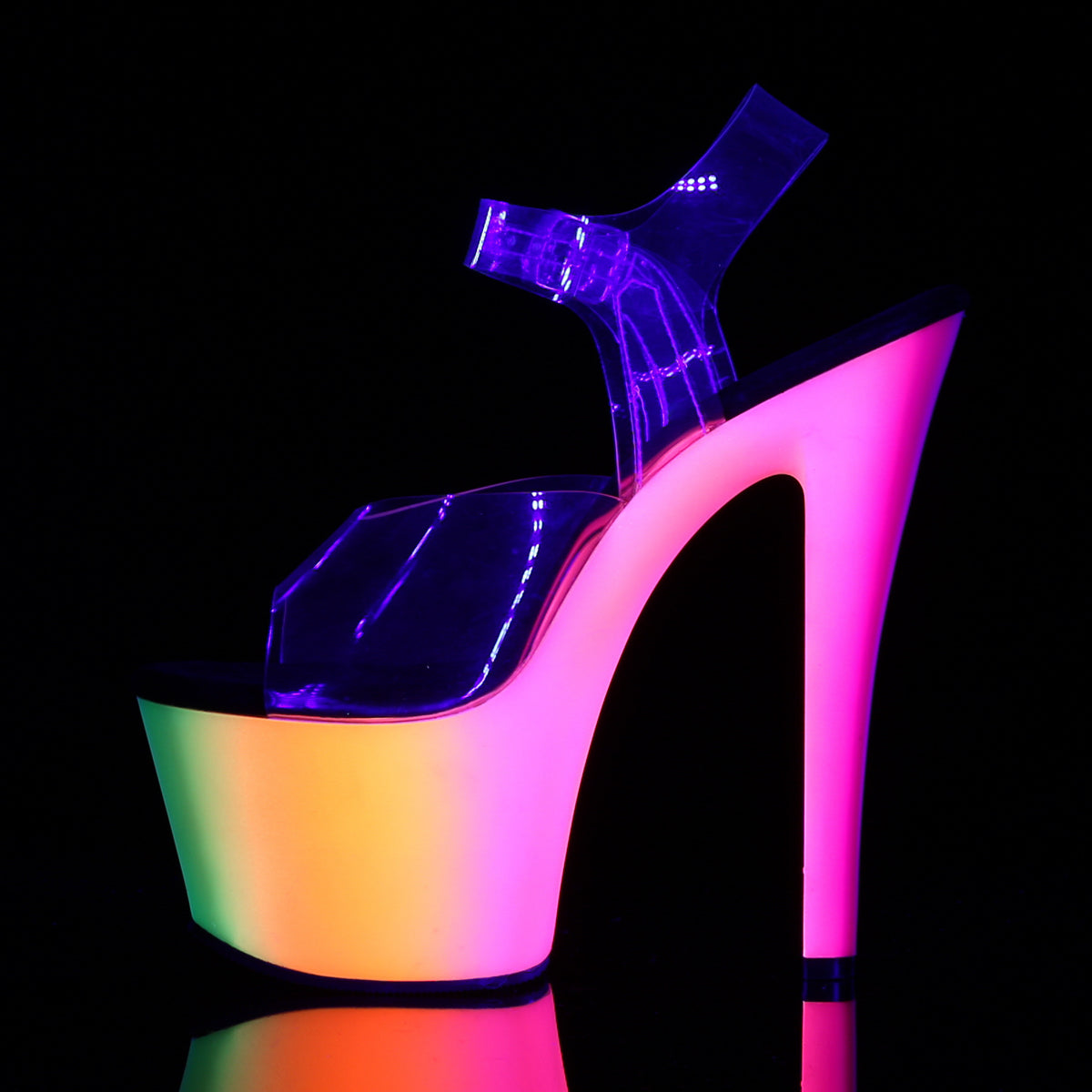 Pleaser Womens Sandals RAINBOW-308UV Clr/Neon Multi