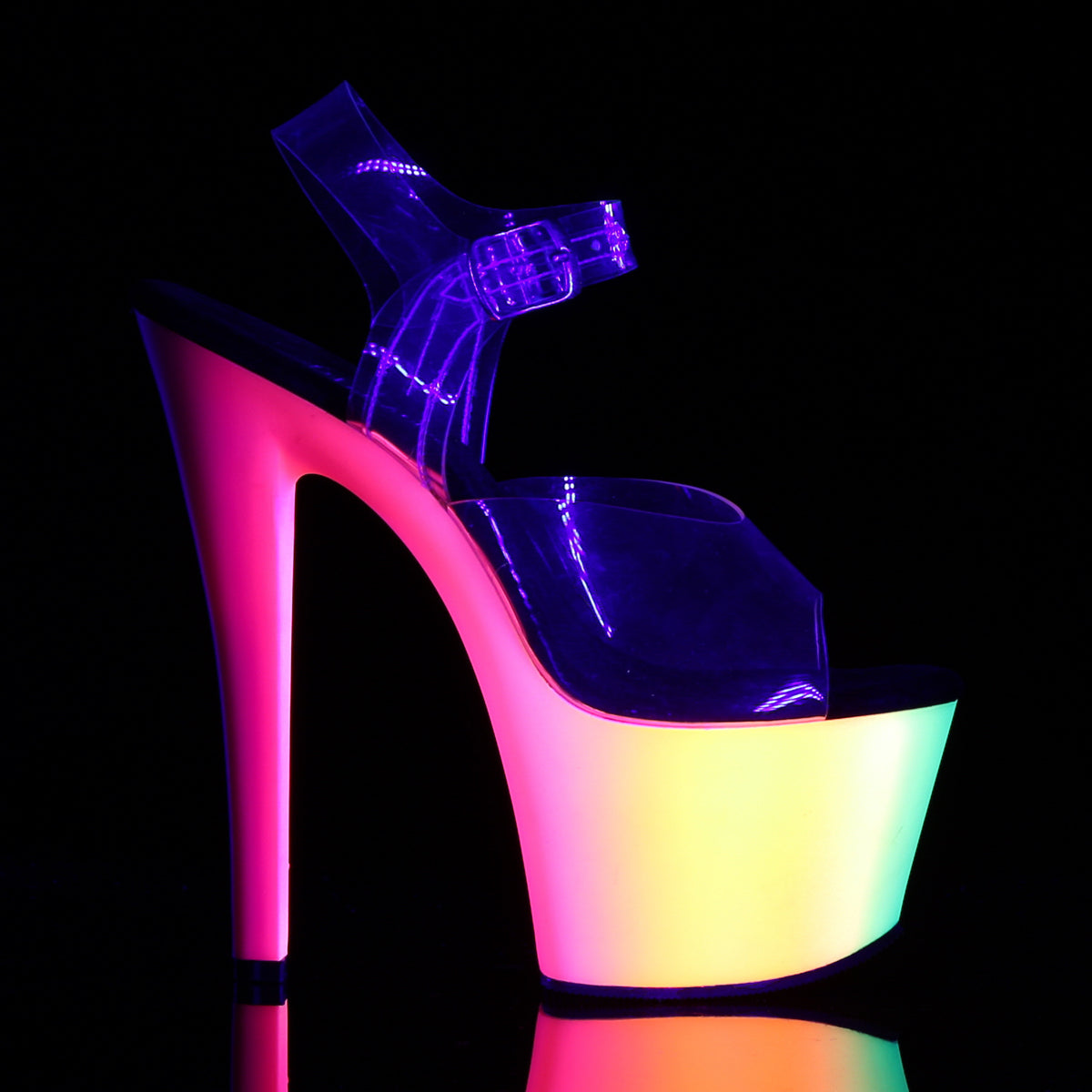 Pleaser Womens Sandals RAINBOW-308UV Clr/Neon Multi