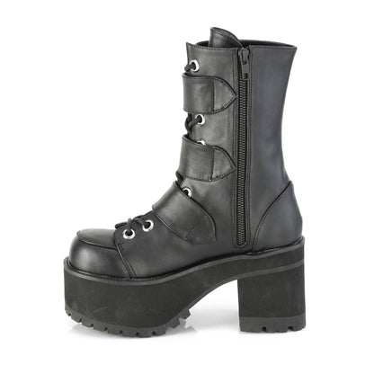 DemoniaCult Womens Ankle Boots RANGER-308 Blk Vegan Leather