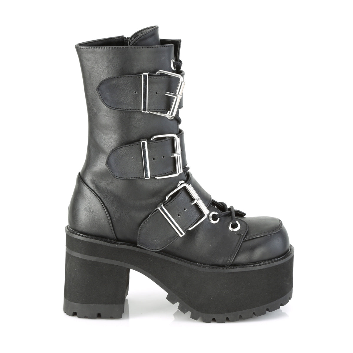 DemoniaCult Womens Ankle Boots RANGER-308 Blk Vegan Leather