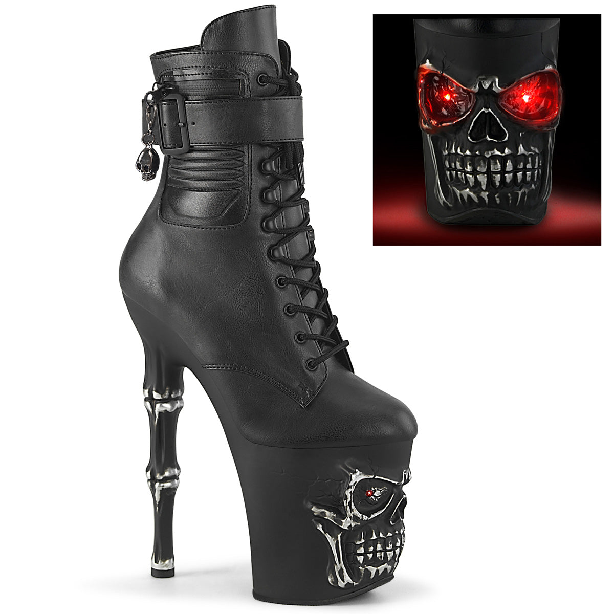 Pleaser  Stiefeletten RAPTURE-1020str-LT BLK FAUXLED/BLK MATTE RUBBED SLV