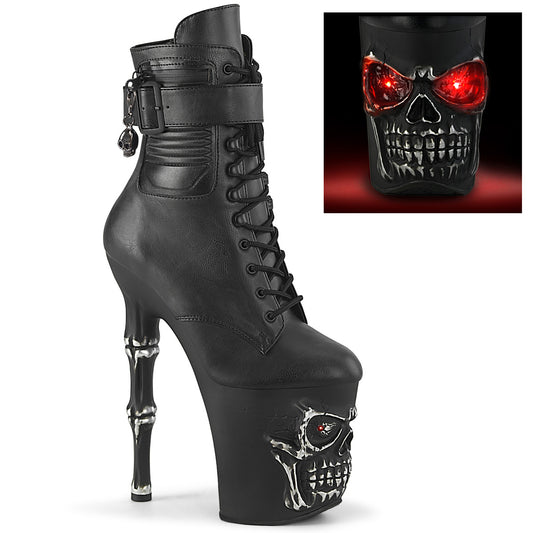 Pleaser  Stiefeletten RAPTURE-1020str-LT BLK FAUXLED/BLK MATTE RUBBED SLV