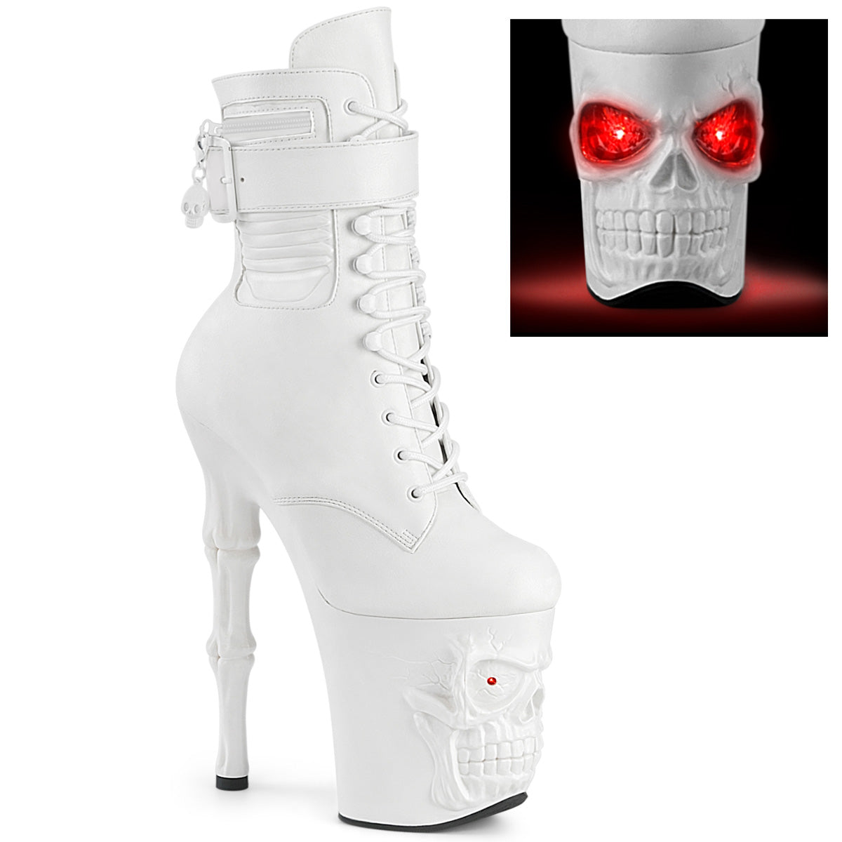 Pleaser Women's Platform Shoes RAPTURE-1020STR-LT Wht Faux Leather/Wht Matte