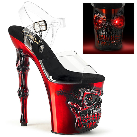 Pleaser  Sandalen RAPTURE-808-LT CLR/Satin Red Chrom