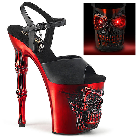 Pleaser  Sandalen RAPTURE-809-LT BLK FALUx Leder/Satin Red Chrom