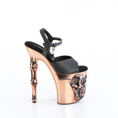 Pleaser  Sandalen RAPTURE-809-LT BLK Faux Leder/Satin Kupfer Chrom