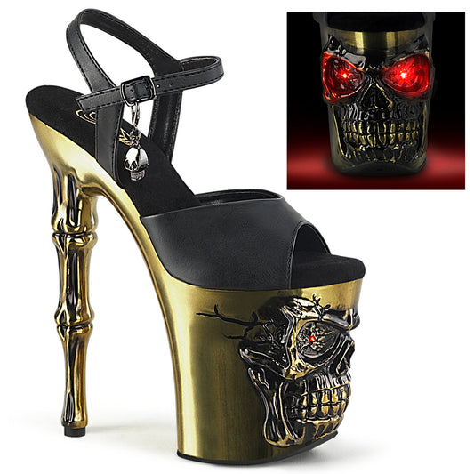 Pleaser  Sandalen RAPTURE-809-LT BLK Faux Leder/Satin Messing Chrom