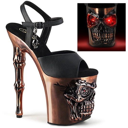 Pleaser  Sandalen RAPTURE-809-LT BLK Faux Leder/Satin Kupfer Chrom