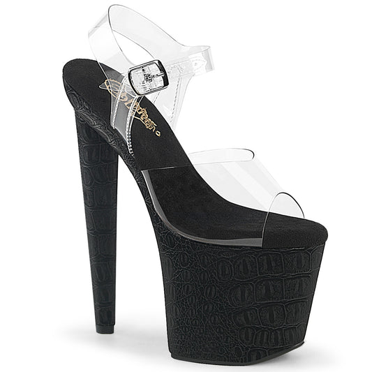 Pleaser Women's Platform Shoes RAZZLE-808WR Clr/Blk Reptile Print