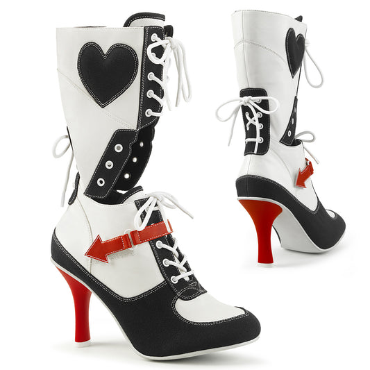 Funtasma Womens Boots. REFEREE-200 White PU-Black-Leinwand