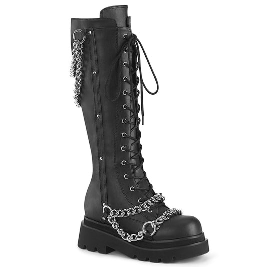 DemoniaCult Women's Mid-Calf & Knee High Boots RENEGADE-215-1 Blk Vegan Leather