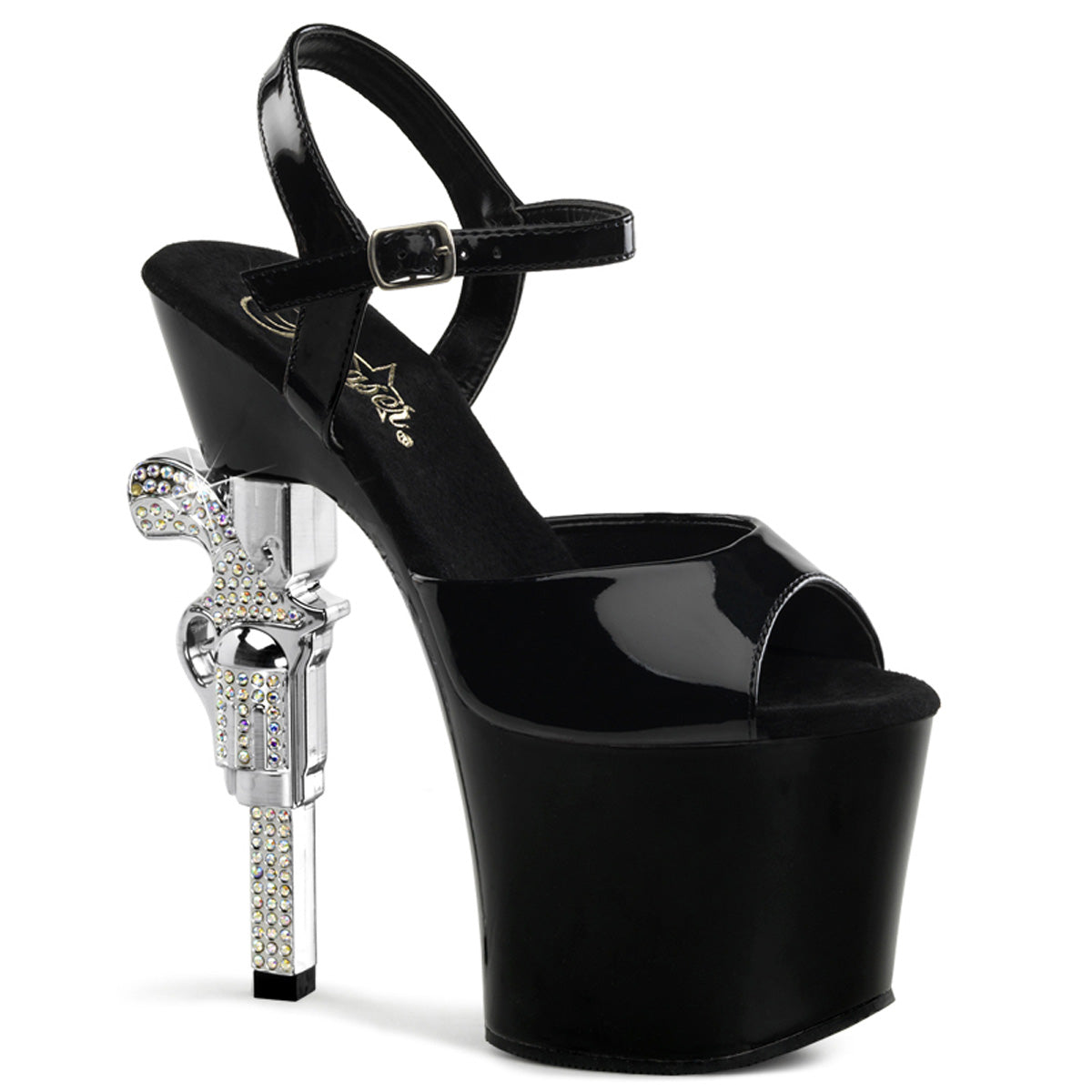 Pleaser Womens Sandals REVOLVER-709 Blk/Blk