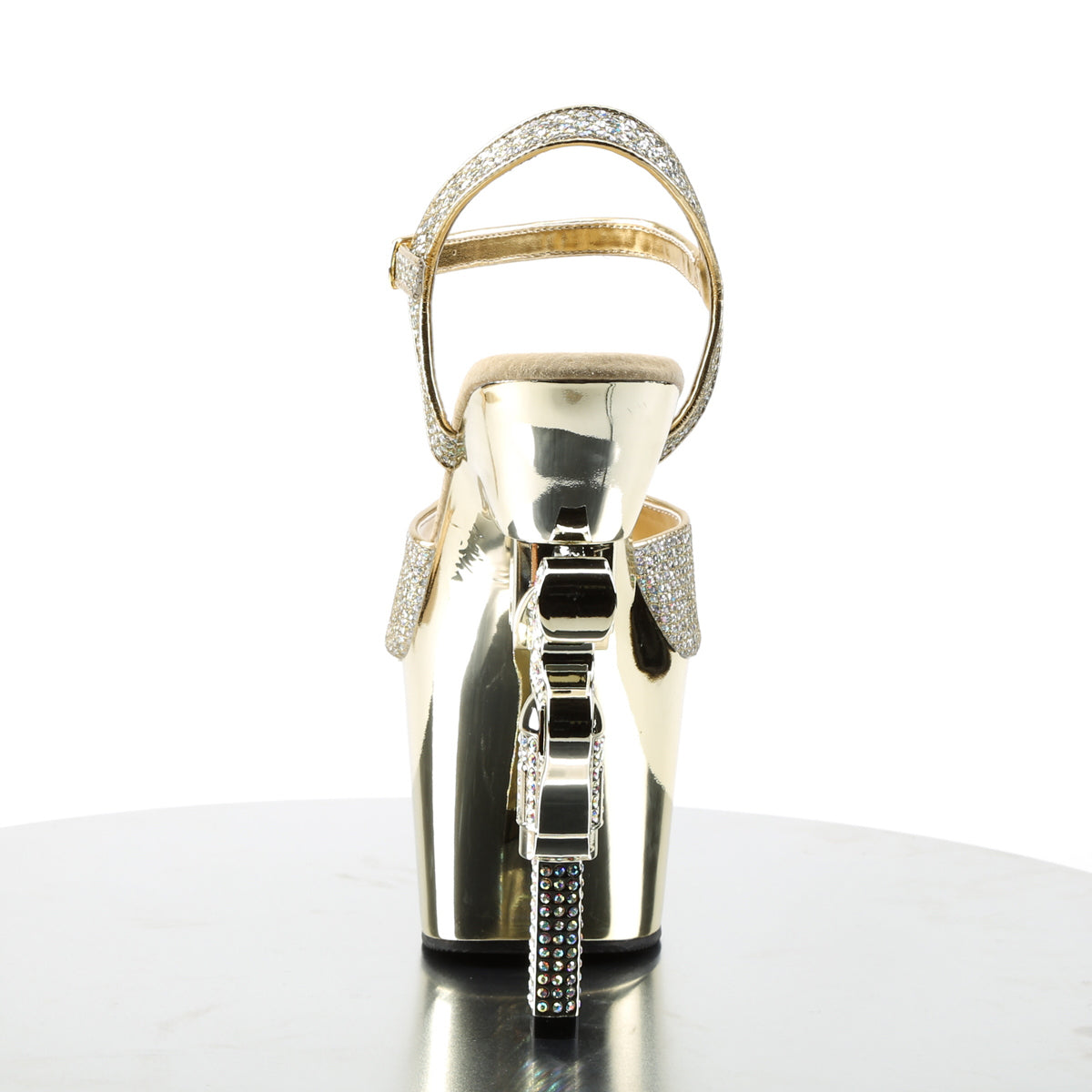 Pleaser Damen Sandalen REVOLVER-709g Gold Multi Gltr / Gold Chrome