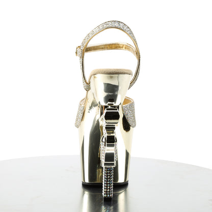 Pleaser Damen Sandalen REVOLVER-709g Gold Multi Gltr / Gold Chrome