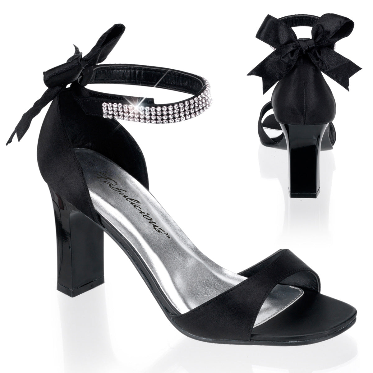 Pleaser Pink Label Frauenpumpen ROMANCE-372 BLK SATIN.