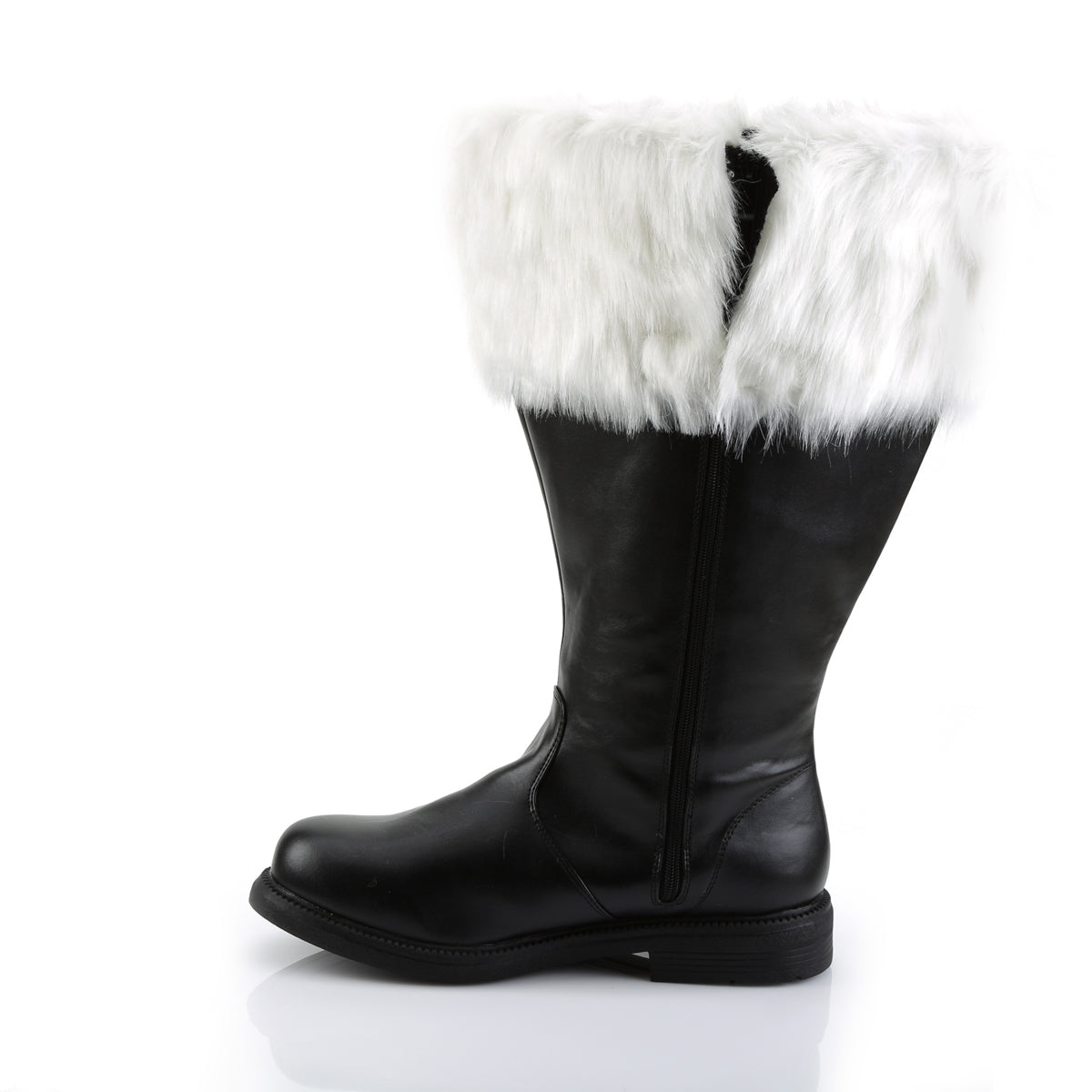 Funtasma Mens Boots SANTA-106WC Blk Pu-Wht Faux Fur