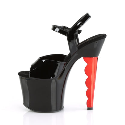 Pleaser Damen Sandalen SCALLOP-709ch BLK Pat / BLK-Red Chrome
