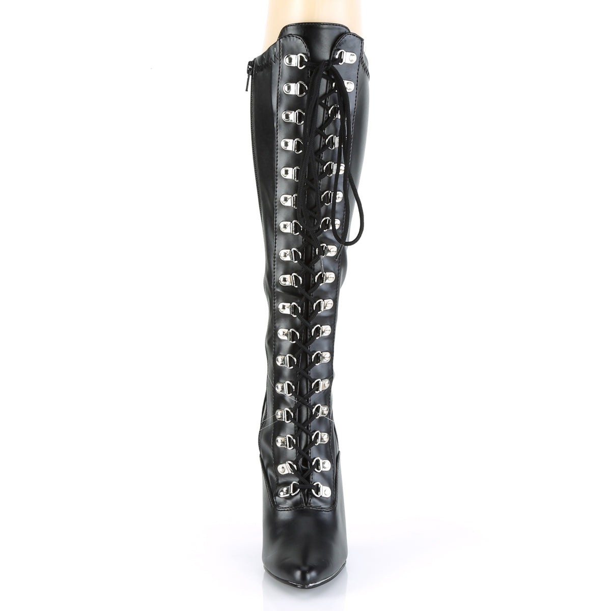 Pleaser Womens Boots. SEDUCE-2024 BLK Str Faux Leder