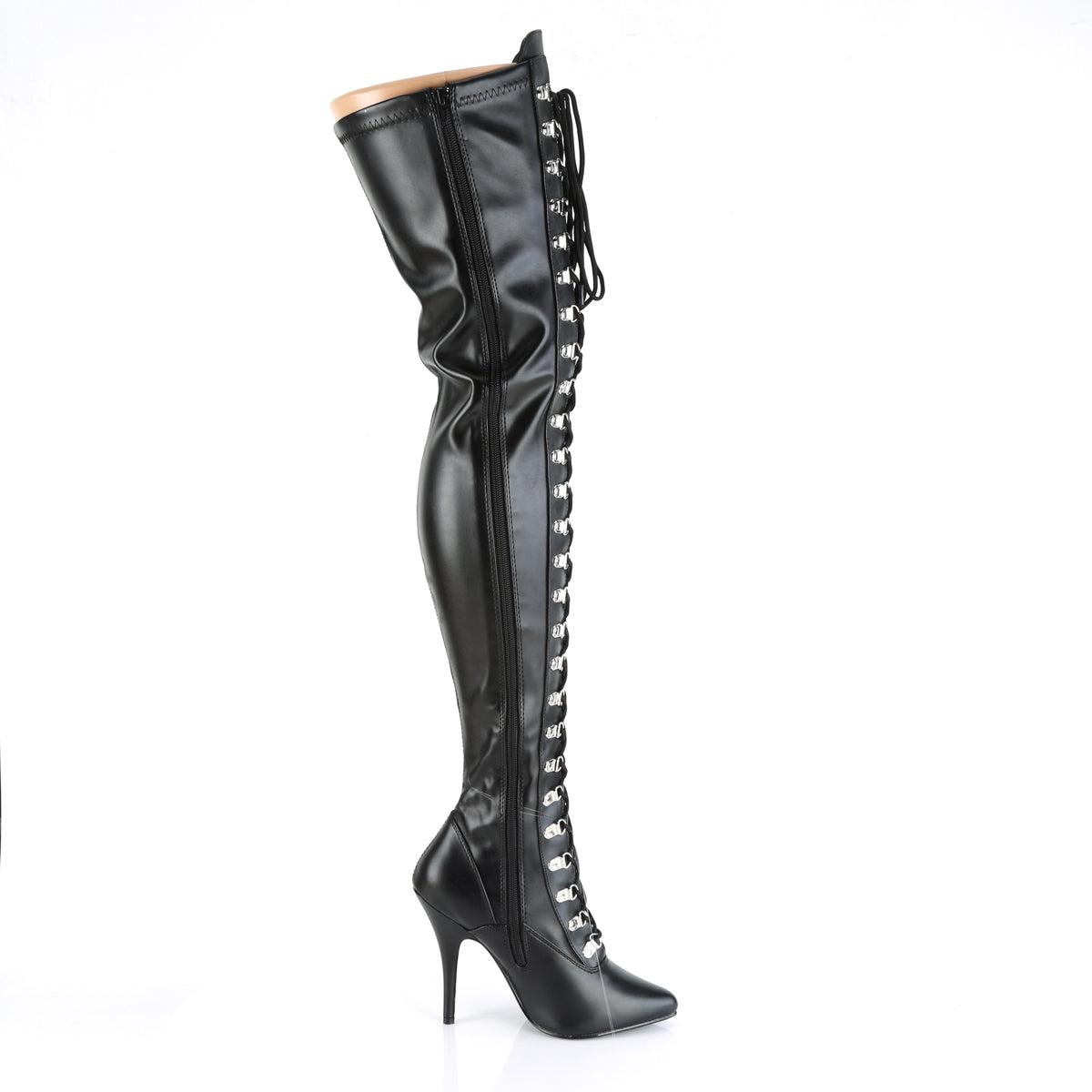 Pleaser Womens Boots. SEDUCE-3024 BLK Str Faux Leder