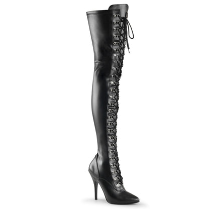 Pleaser Womens Boots. SEDUCE-3024 BLK Str Faux Leder