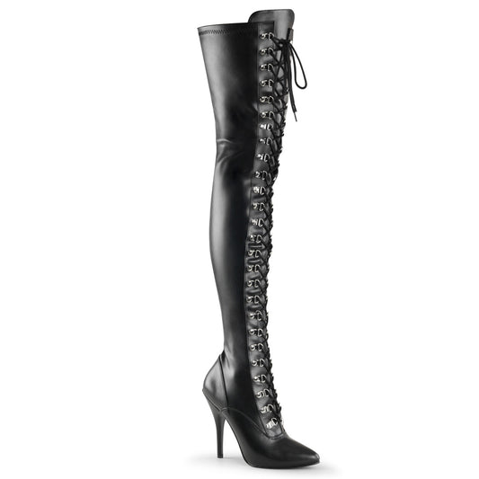 Pleaser Womens Boots. SEDUCE-3024 BLK Str Faux Leder