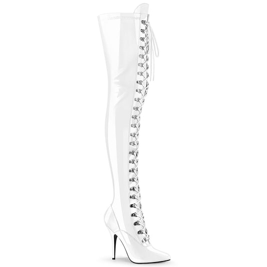Pleaser Womens Boots. SEDUCE-3024 WHT PAT.