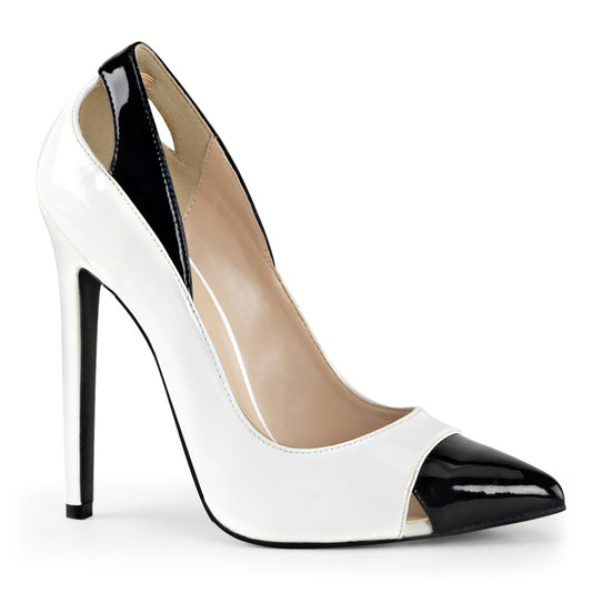 Pleaser Womens Pumps SEXY-22 Wht-Blk Pat