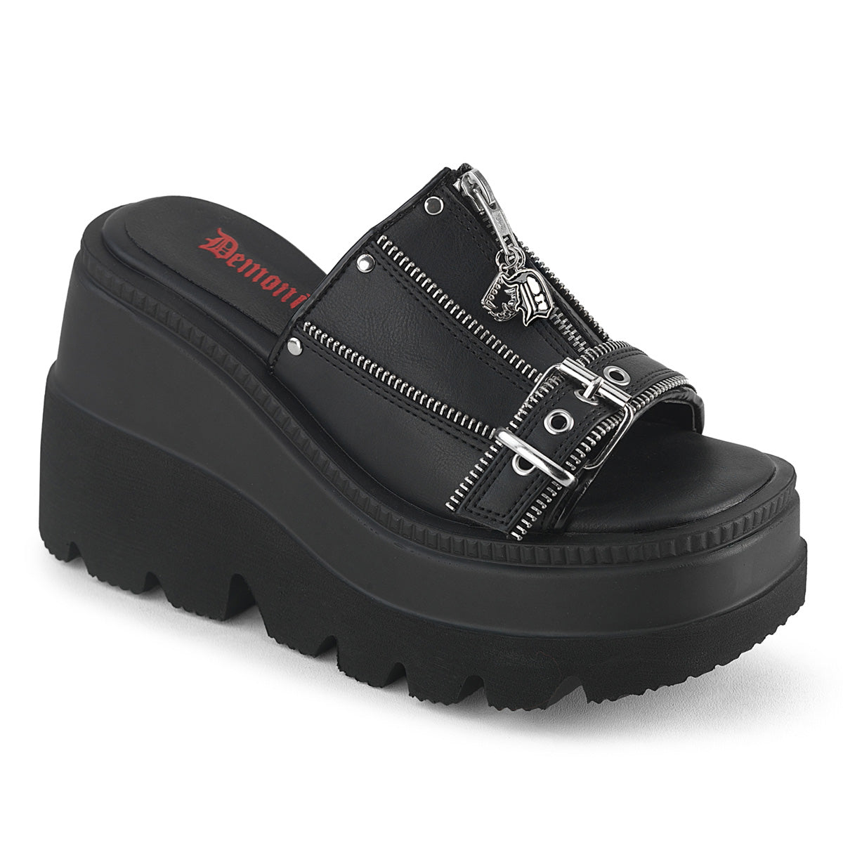 DemoniaCult Women's Sandals SHAKER-07 Blk Vegan Leather