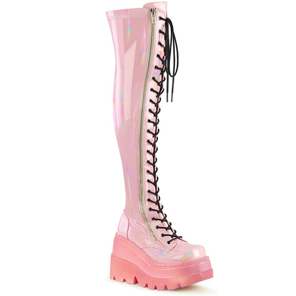 DemoniaCult  Stiefel SHAKER-374-1 B. Pink Hologramm Stretch Patent