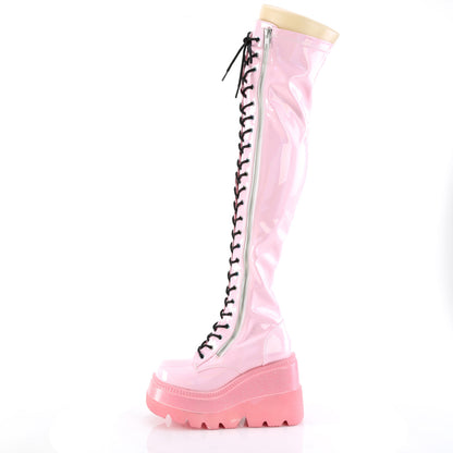 DemoniaCult  Stiefel SHAKER-374-1 B. Pink Hologramm Stretch Patent