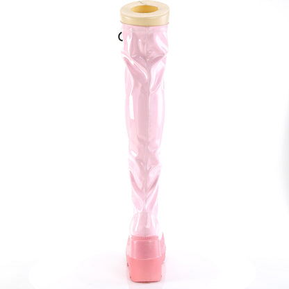 DemoniaCult  Stiefel SHAKER-374-1 B. Pink Hologramm Stretch Patent