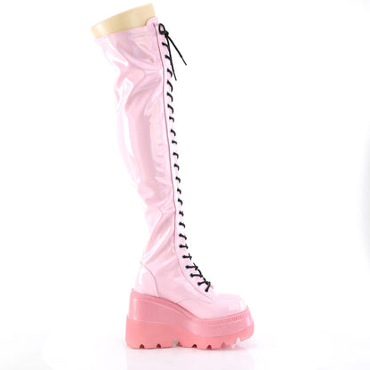 DemoniaCult  Stiefel SHAKER-374-1 B. Pink Hologramm Stretch Patent