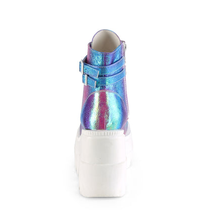 DemoniaCult Damenknöchelstiefel SHAKER-52 lila multi -Irisierende veganer Leder