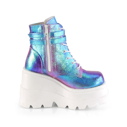 DemoniaCult Damenknöchelstiefel SHAKER-52 lila multi -Irisierende veganer Leder