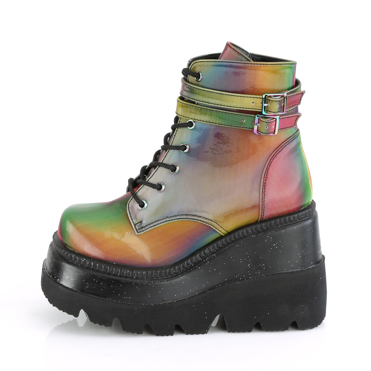 DemoniaCult Damenknöchelstiefel SHAKER-52 Rainbow Reflektierend