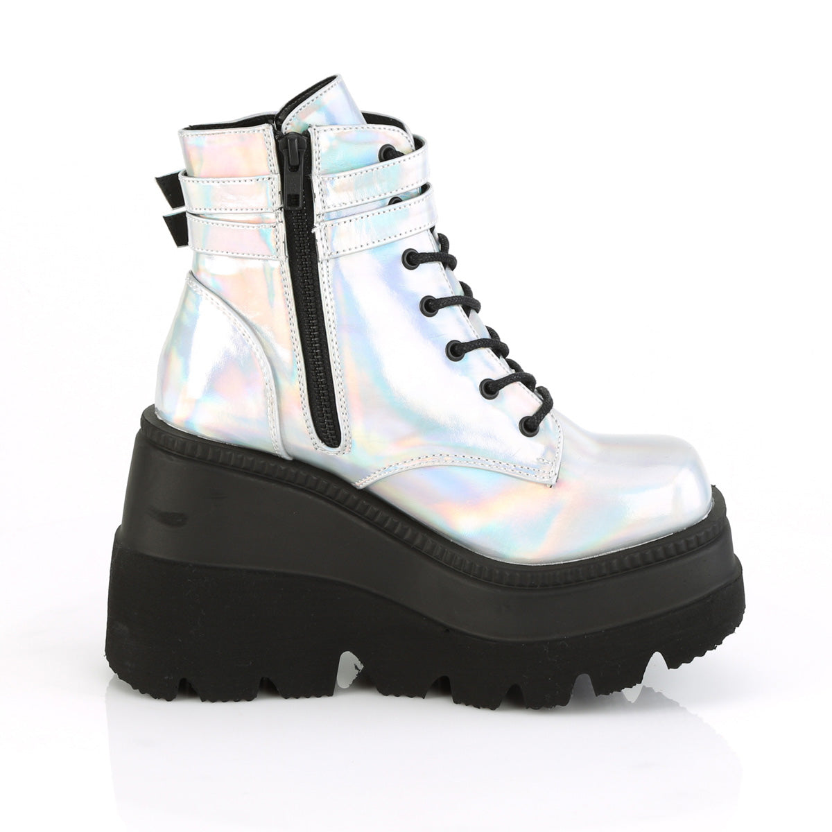 DemoniaCult Womens Ankle Boots SHAKER-52 Slv Hologram