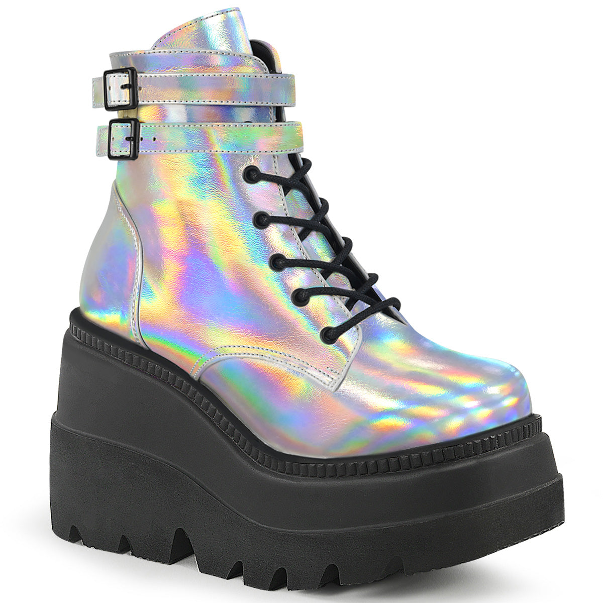 DemoniaCult Damenknöchelstiefel SHAKER-52 SLV -Hologramm