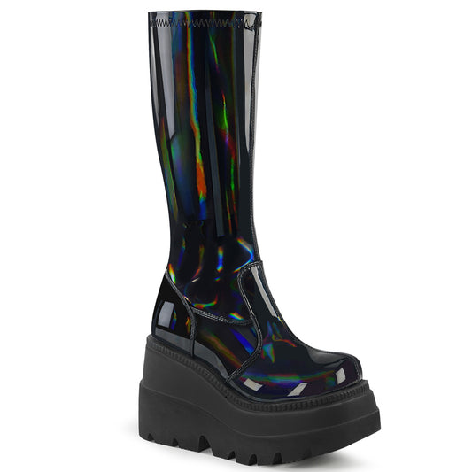 DemoniaCult Womens Boots SHAKER-65 Stretch Blk Pat Holo