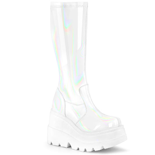 DemoniaCult Frauenstiefel SHAKER-65 WHT Hologramm
