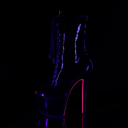 Pleaser Damen Knöchelstiefel SKY-1020TT BLK Pat / BLK-Neon H. Pink