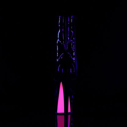 Pleaser Damen Knöchelstiefel SKY-1020TT BLK Pat / BLK-Neon H. Pink
