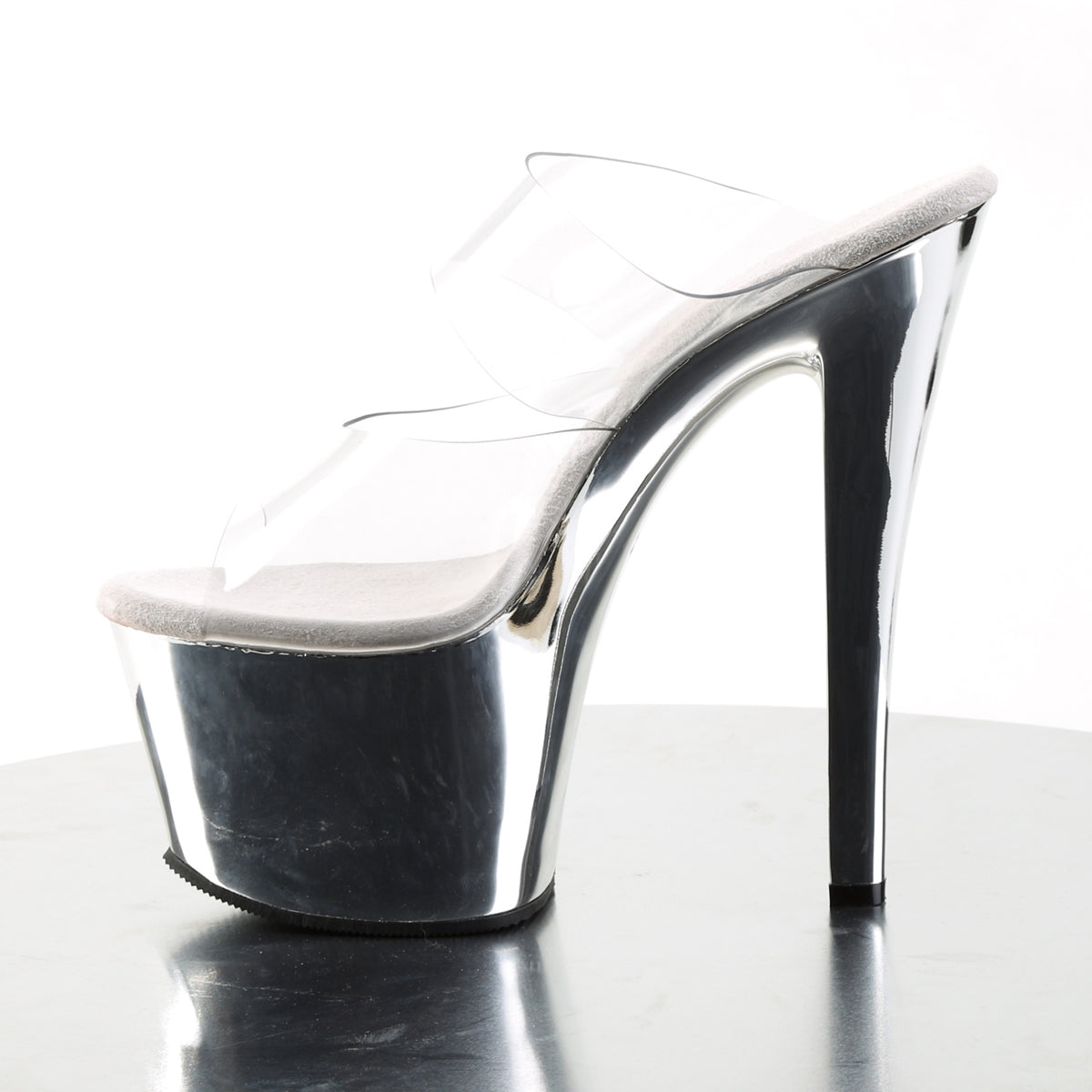 Pleaser Damen Sandalen SKY-302 CLR / SLV-Chrom