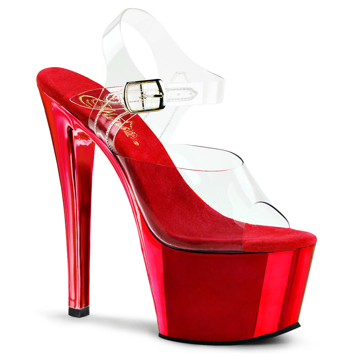 Pleaser Damen Sandalen SKY-308 CLR / Red Chrome